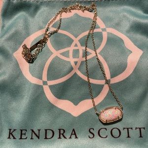 Elisa Gold Pendant Necklace In White Kyocera Opal